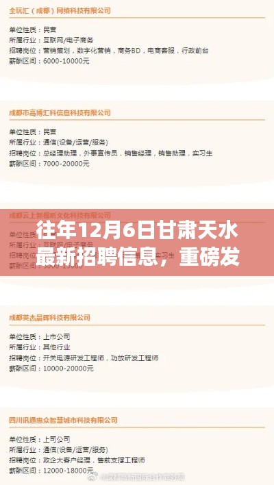 甘肃天水最新高科技招聘盛宴，引领职场新潮流，体验前沿科技改变生活！