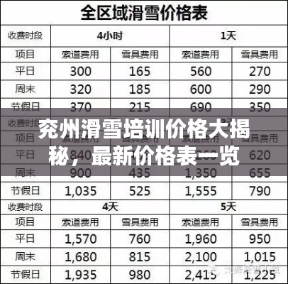 兖州滑雪培训价格大揭秘,最新价格表一览
