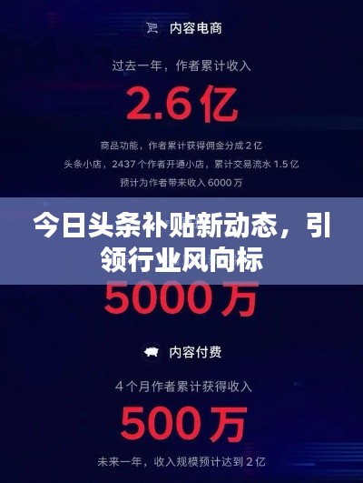 今日头条补贴新动态,引领行业风向标