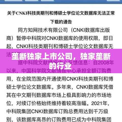 垄断独家上市公司,独家垄断的行业